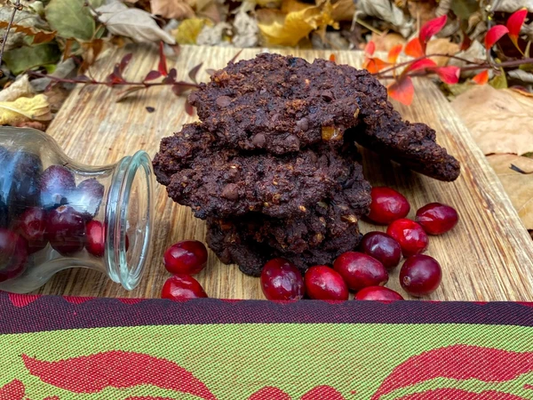 Biscuits végétaliens, sans gluten à la purée de raisins moches et chocolat