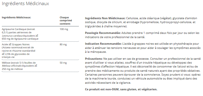 Black Cohosh Plus - Ménopause et Tension