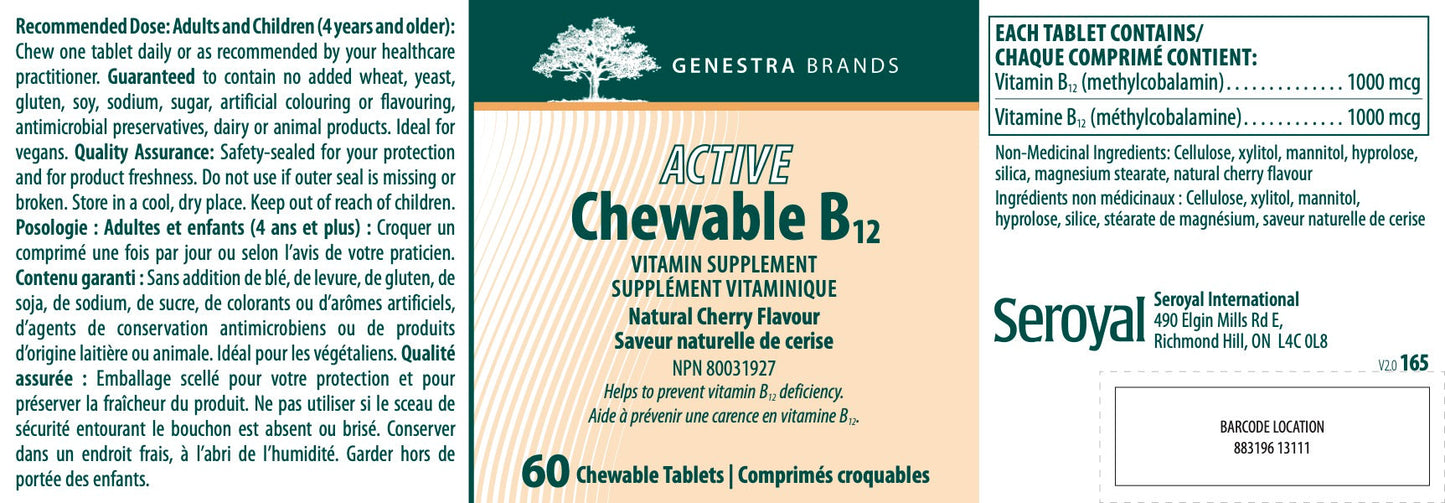 Active Chewable B12 : Méthylcobalamine pour la Santé