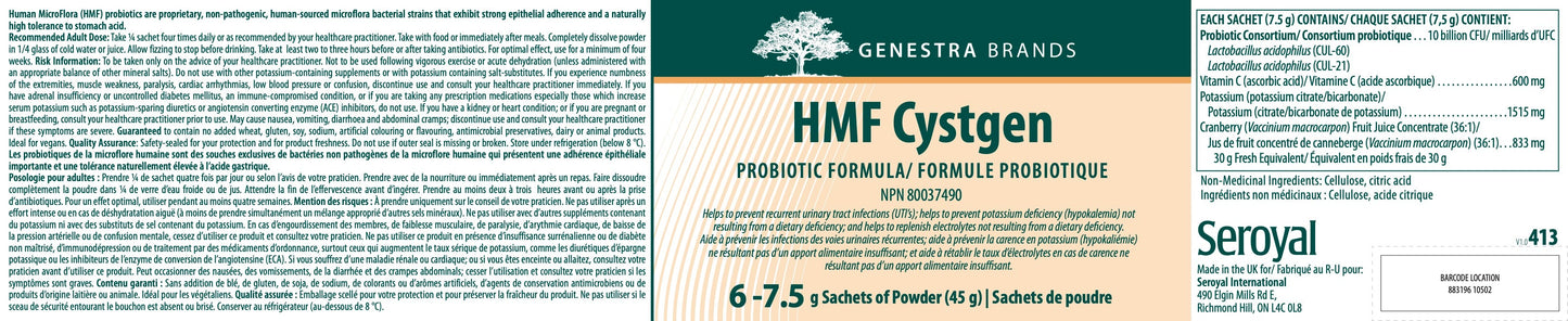 HMF Cystgen – Probiotiques et Canneberge pour le Bien-être Urinaire