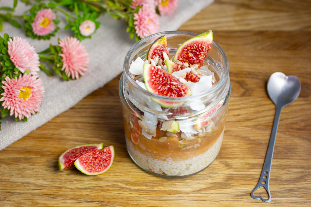 Crème déjeuner au quinoa, mangues et figues fraîches