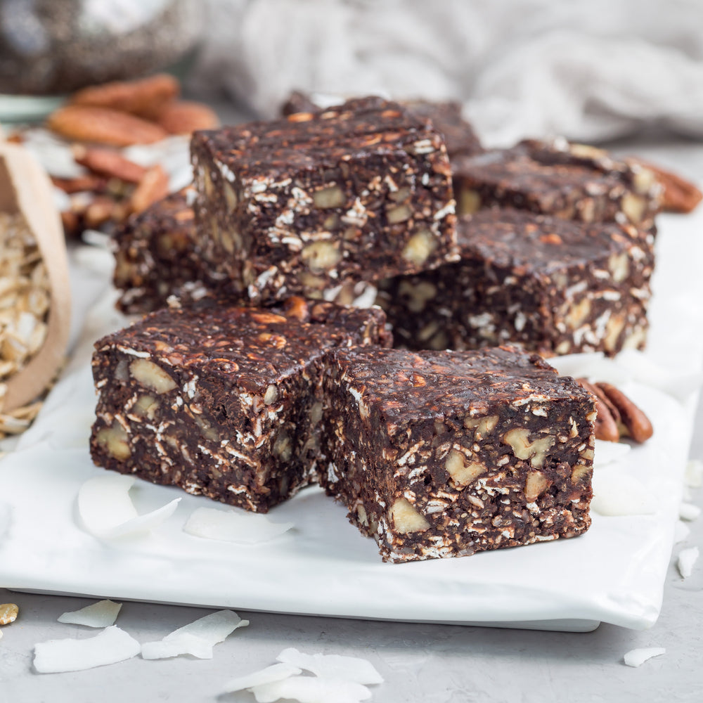 Carrés gourmands et nutritifs au chocolat et protéines végétales
