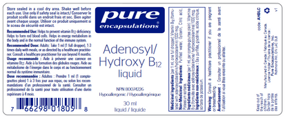 Adenosyl/Hydroxy B12 liquid - Efficacité Énergétique