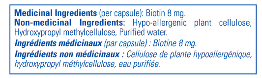 Biotin 8 mg - Cheveux et Ongles Plus Forts
